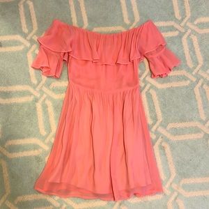Reformation mini dress off the shoulders pink xs
